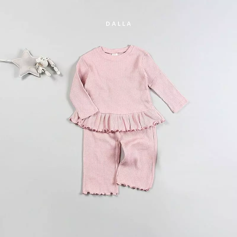 Dalla - Korean Children Fashion - #kidsshorts - Daldal Waffle Top Bottom Set