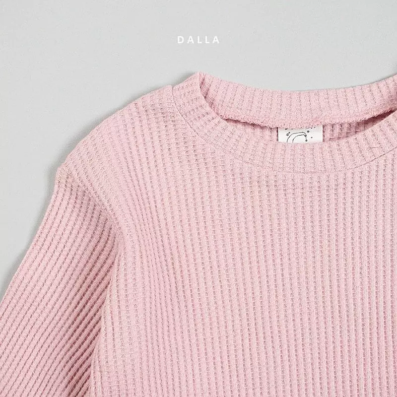 Dalla - Korean Children Fashion - #kidzfashiontrend - Daldal Waffle Top Bottom Set - 3