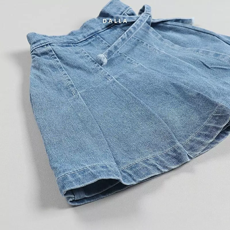 Dalla - Korean Children Fashion - #stylishchildhood - Denim Wrinkle Skirt Pants