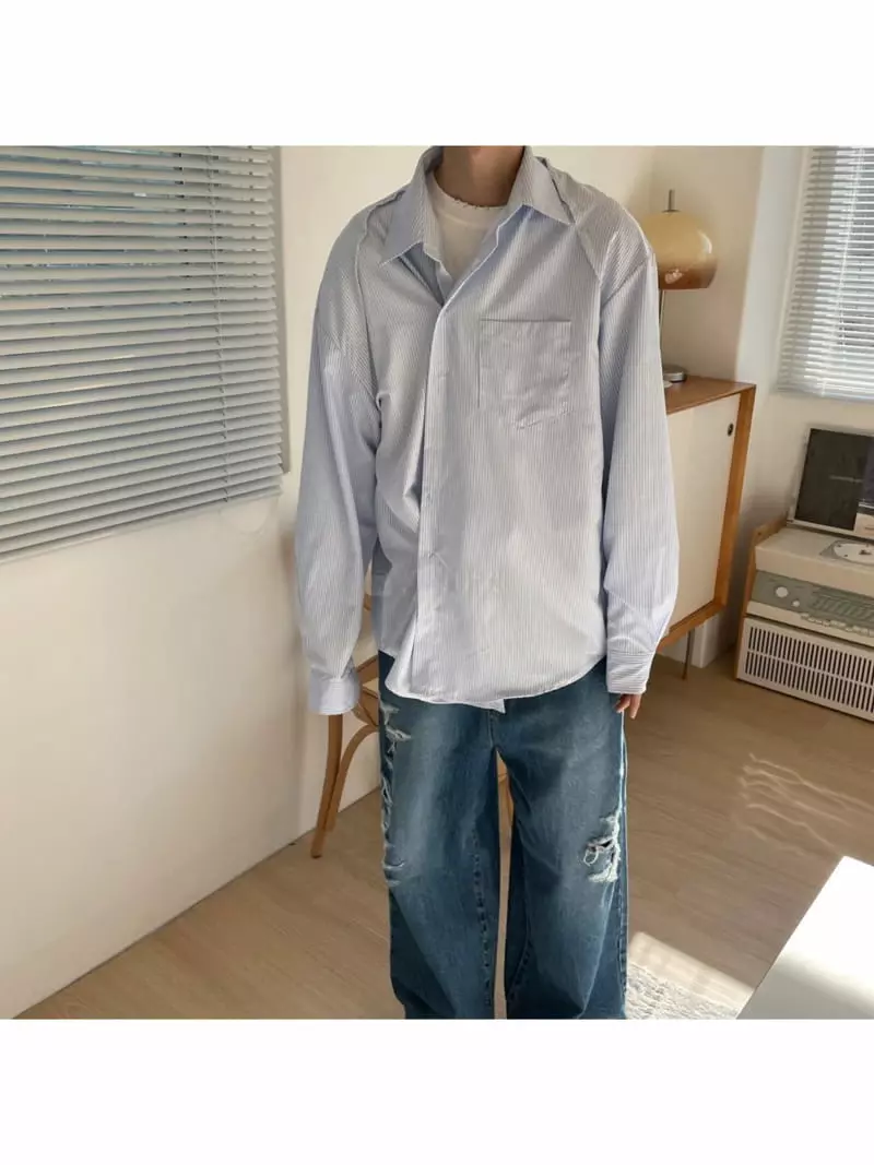 Eden - Korean Women Fashion - #momslook - Twist Stripe Shirt