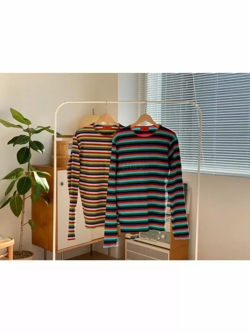 Eden - Korean Women Fashion - #womensfashion - Rainbow Golji Tee - 4