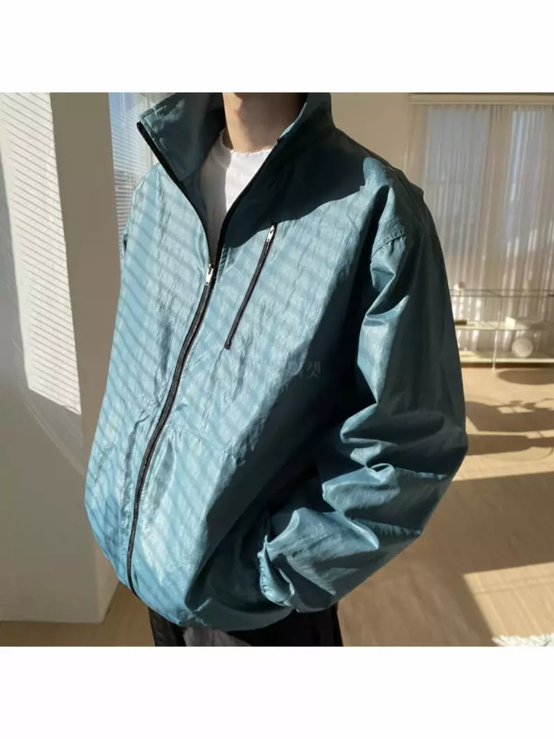 Eden - Korean Women Fashion - #vintagekidsstyle - Coating Nylon Track Jacket (green)