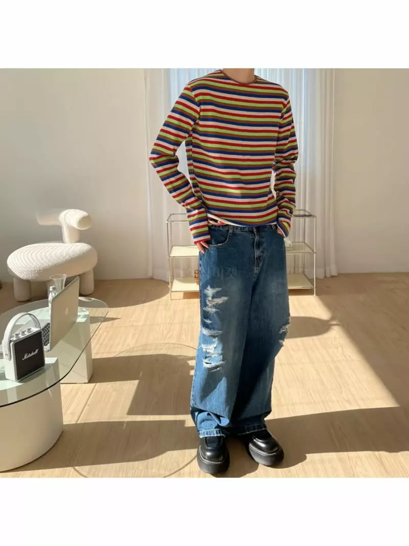 Eden - Korean Women Fashion - #womensfashion - Rainbow Golji Tee - 3