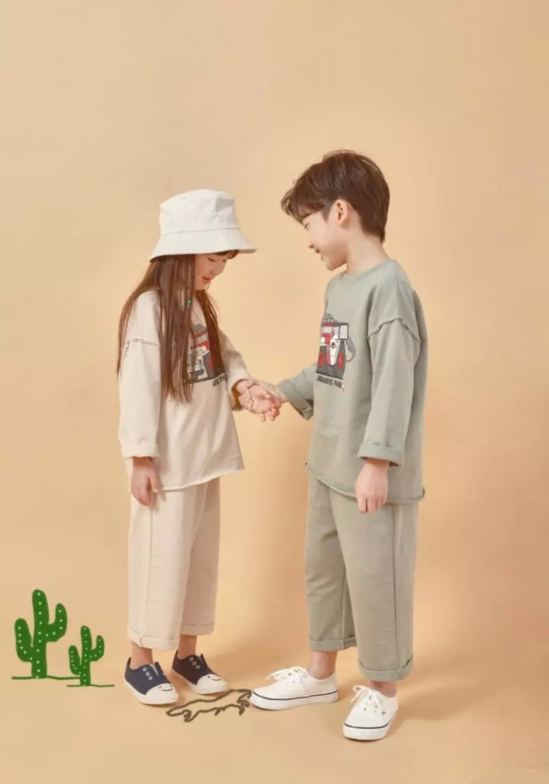 Fashion King - Korean Children Fashion - #designkidswear - Jurassic Roll-up Top Bottom Set - 2