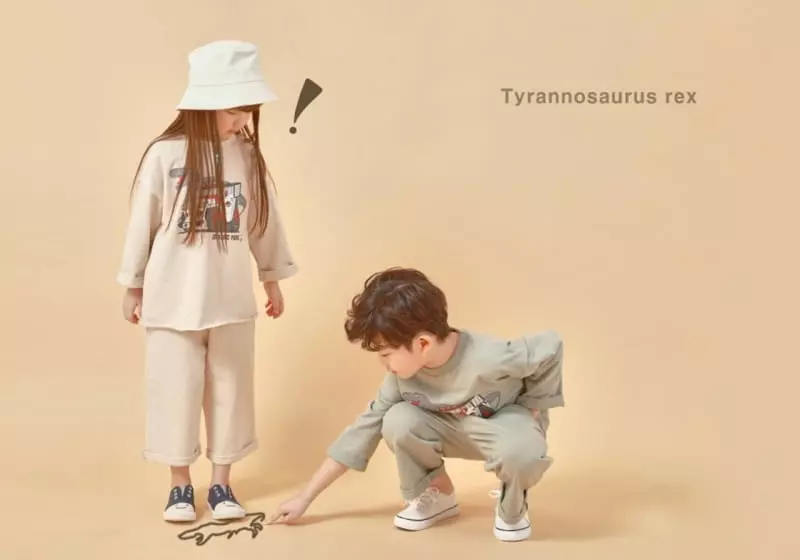 Fashion King - Korean Children Fashion - #discoveringself - Jurassic Roll-up Top Bottom Set - 4