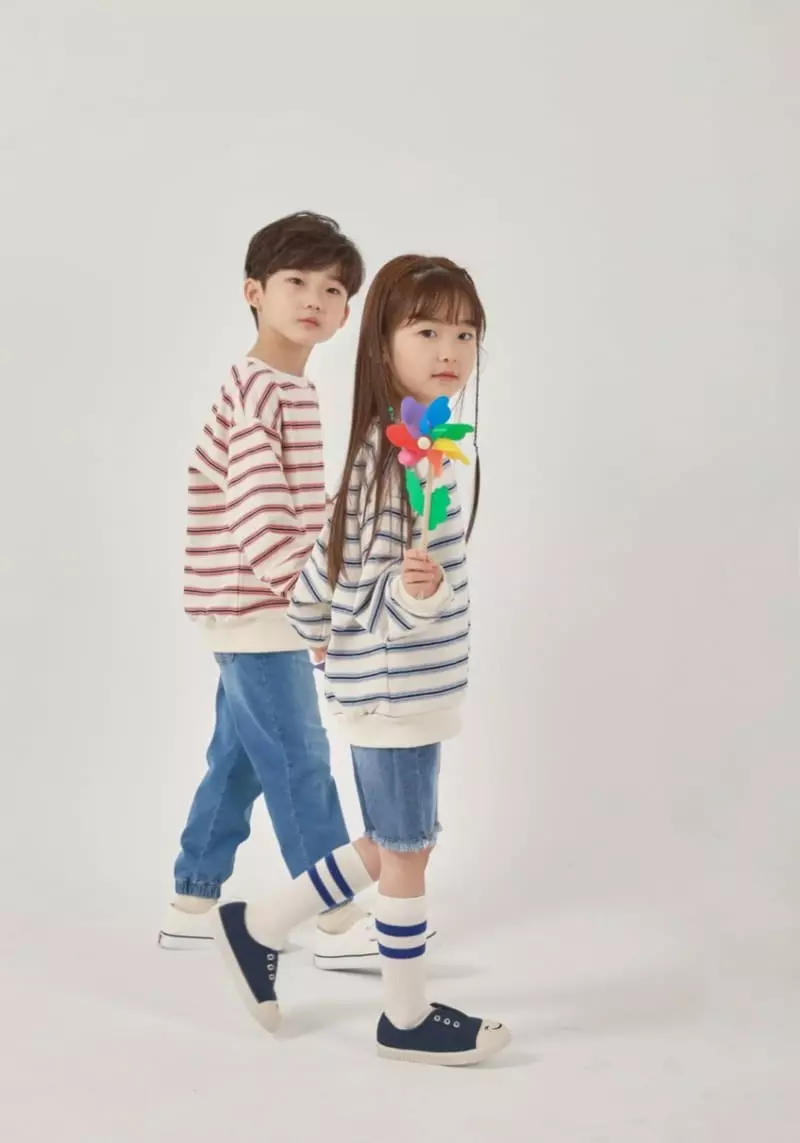 Fashion King - Korean Children Fashion - #kidsshorts - Boston Stripes Sweatshirt - 2