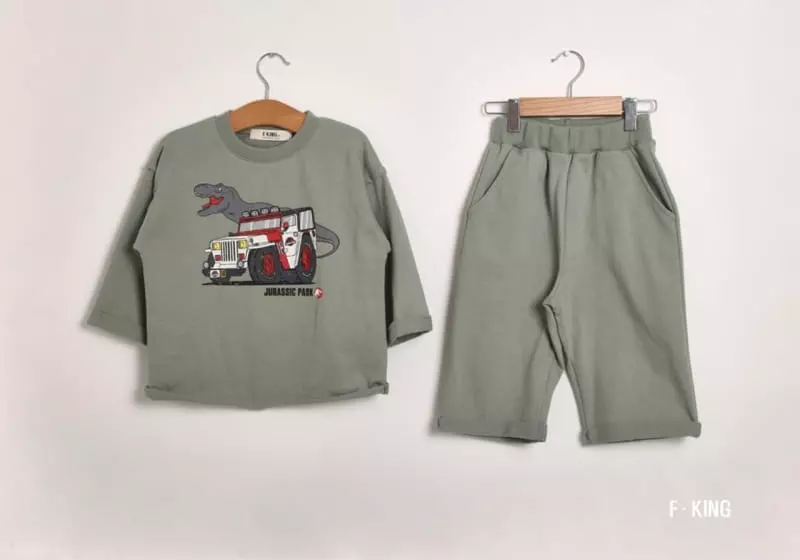 Fashion King - Korean Children Fashion - #littlefashionista - Jurassic Roll-up Top Bottom Set - 9