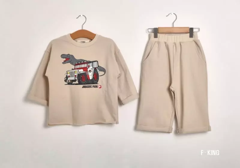 Fashion King - Korean Children Fashion - #magicofchildhood - Jurassic Roll-up Top Bottom Set - 10