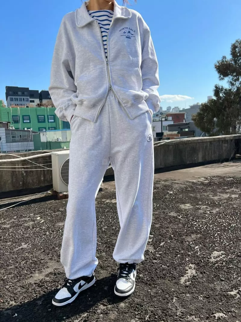 Fav - Korean Women Fashion - #romanticstyle - Sailor Collar Zip-Up Sweatshirt - 2