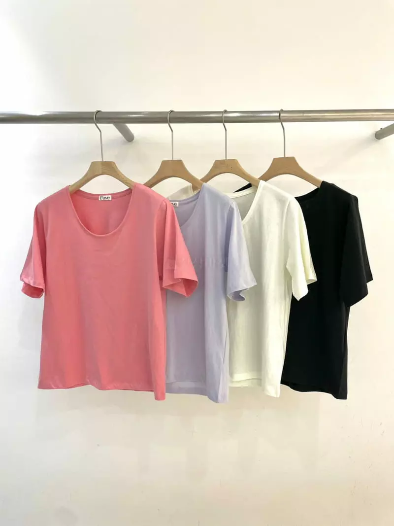 Fave - Korean Women Fashion - #womensfashion - U-neck Tee - 4