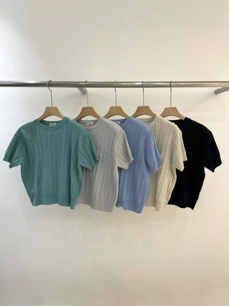 Fave - Korean Women Fashion - #vintagekidsstyle - Twist Knit Tee - 4