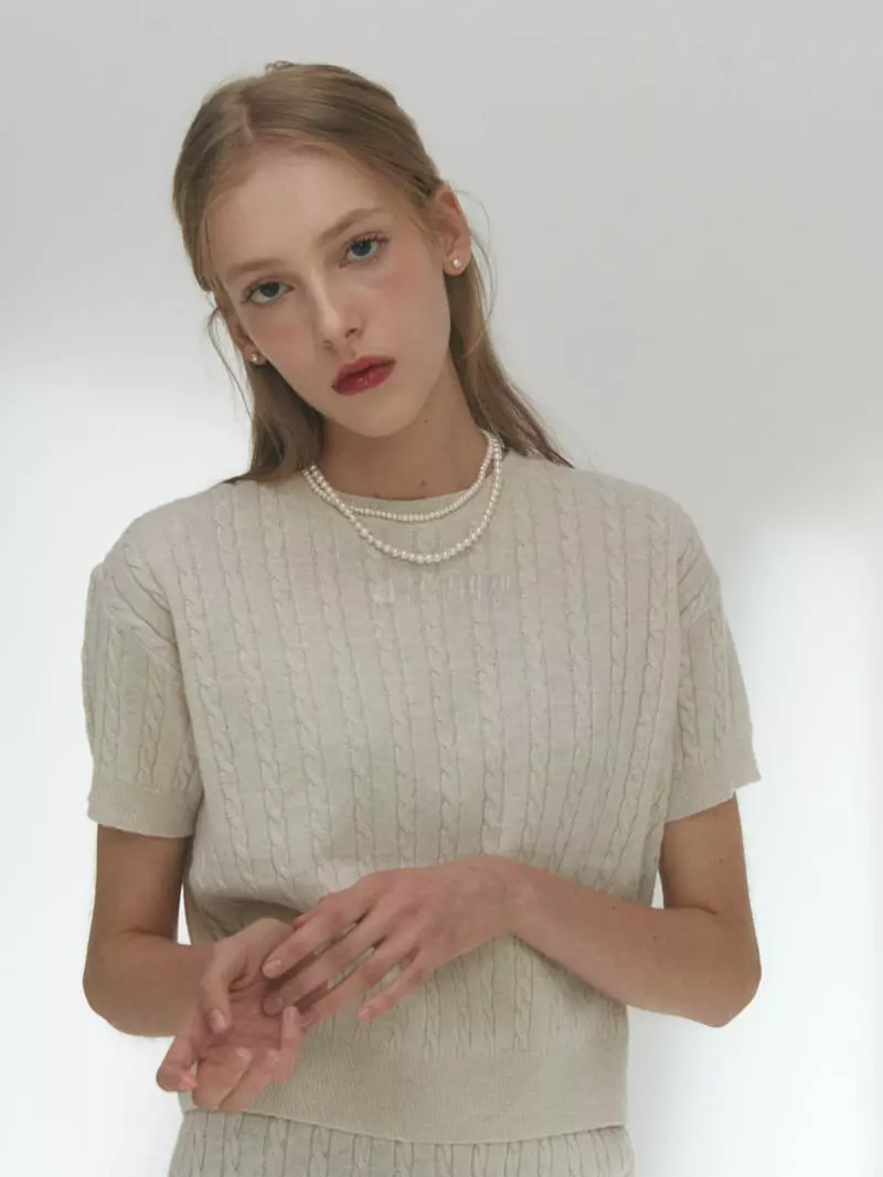 Fave - Korean Women Fashion - #vintageinspired - Twist Knit Tee - 2