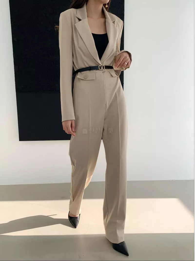 Feffer - Korean Women Fashion - #momslook - Peak Jumpsuit (belt set) - 4