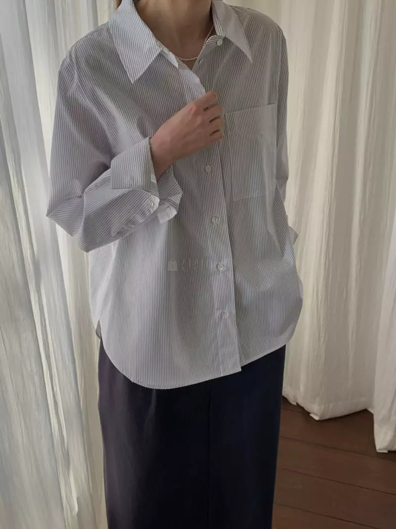 Ff - Korean Women Fashion - #momslook - Clean Stripe Life Shirt - 2