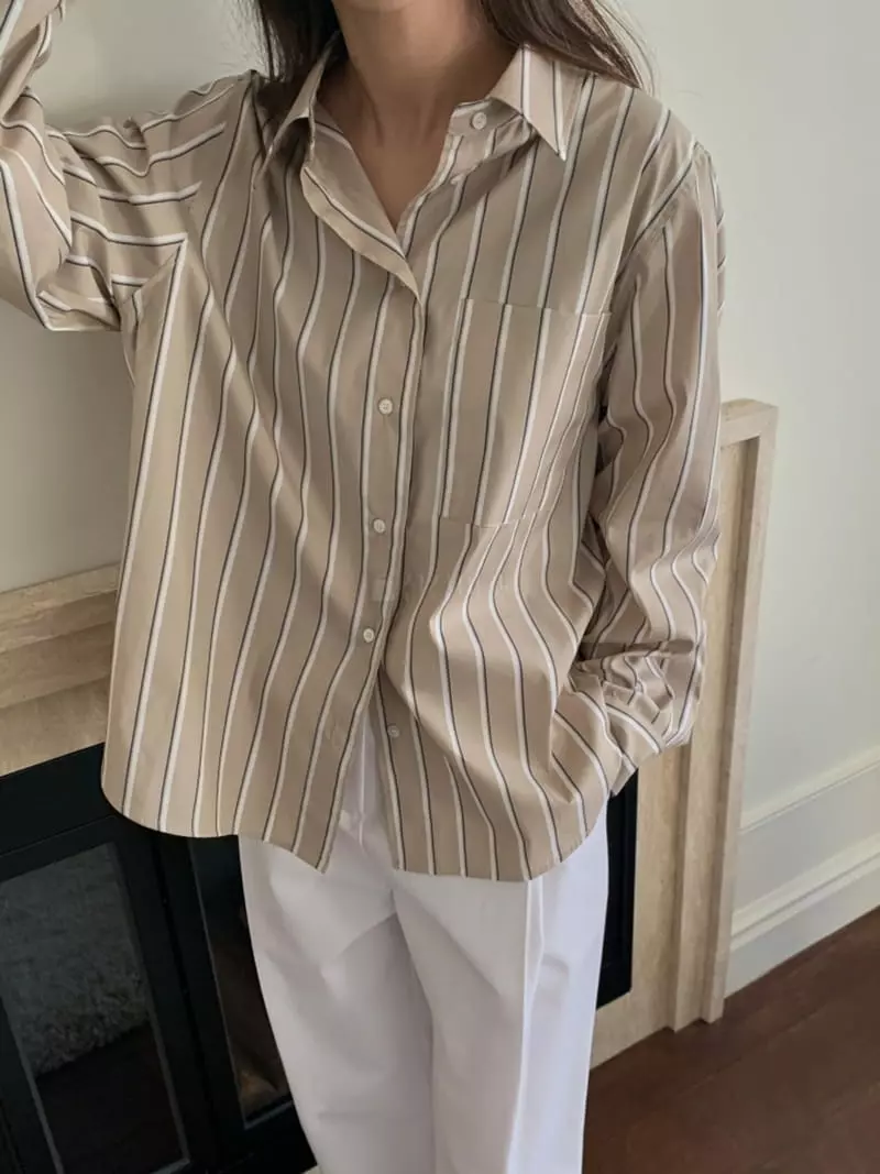 Ff - Korean Women Fashion - #momslook - Vintz Stripe Shirt