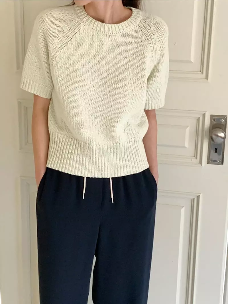 Ff - Korean Women Fashion - #momslook - Mos Short Sleeve Knit Tee
