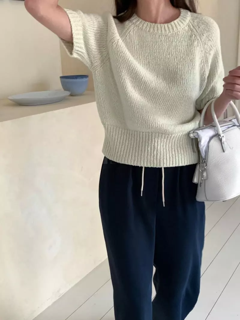Ff - Korean Women Fashion - #momslook - Mos Short Sleeve Knit Tee - 3