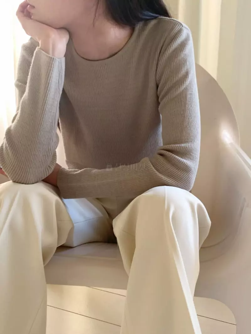 Ff - Korean Women Fashion - #momslook - Hus Rib Knit Tee