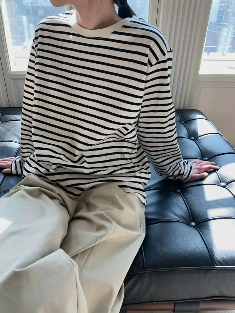 Ff - Korean Women Fashion - #vintageinspired - Single Stripe Tee - 3