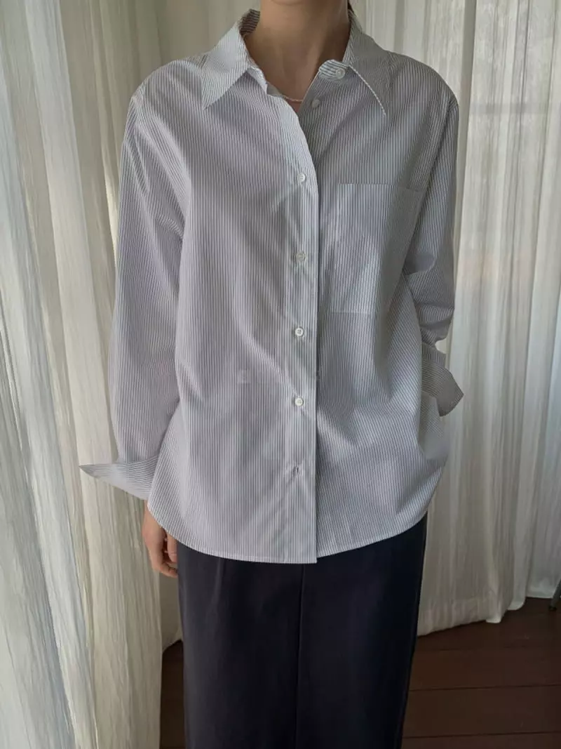 Ff - Korean Women Fashion - #womensfashion - Clean Stripe Life Shirt