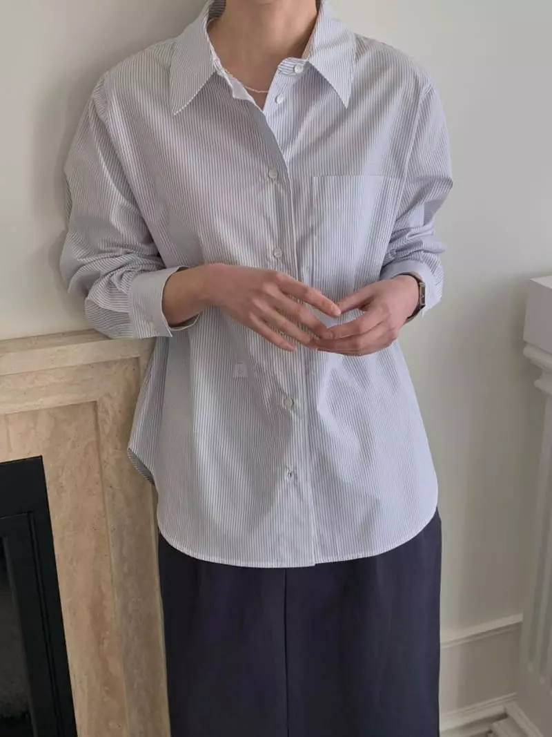 Ff - Korean Women Fashion - #womensfashion - Clean Stripe Life Shirt - 3