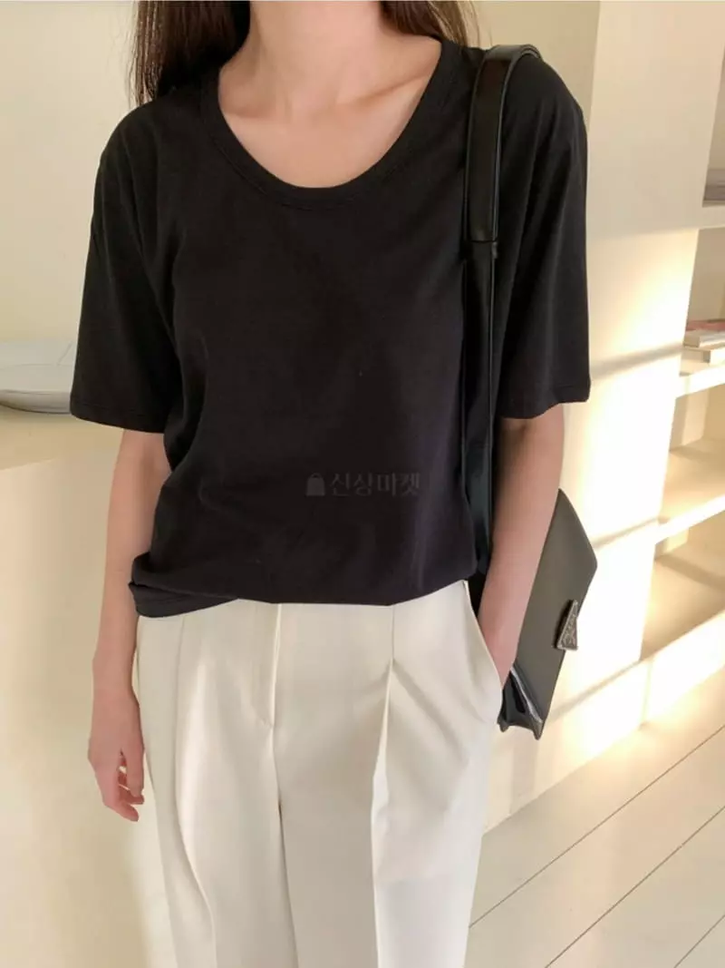 Ff - Korean Women Fashion - #womensfashion - U-neck Tee - 3