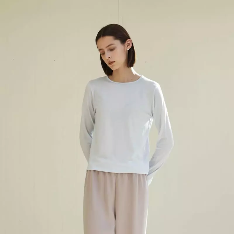 Floaty - Korean Women Fashion - #momslook - Tencel Cotton Round Tee - 3
