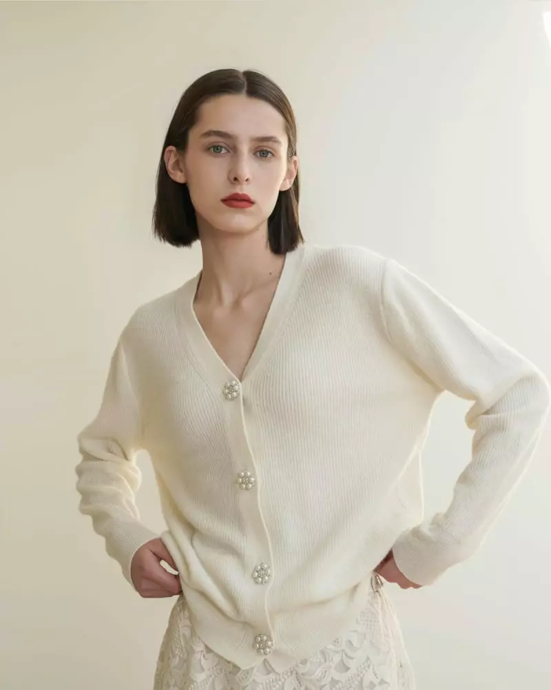 Floaty - Korean Women Fashion - #momslook - Flower Button Knit Cardigan - 10