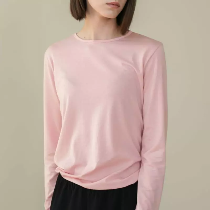 Floaty - Korean Women Fashion - #romanticstyle - Tencel Cotton Round Tee - 9