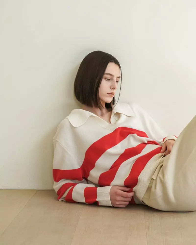 Floaty - Korean Women Fashion - #thelittlethings - Odd Collar Knit Tee - 11