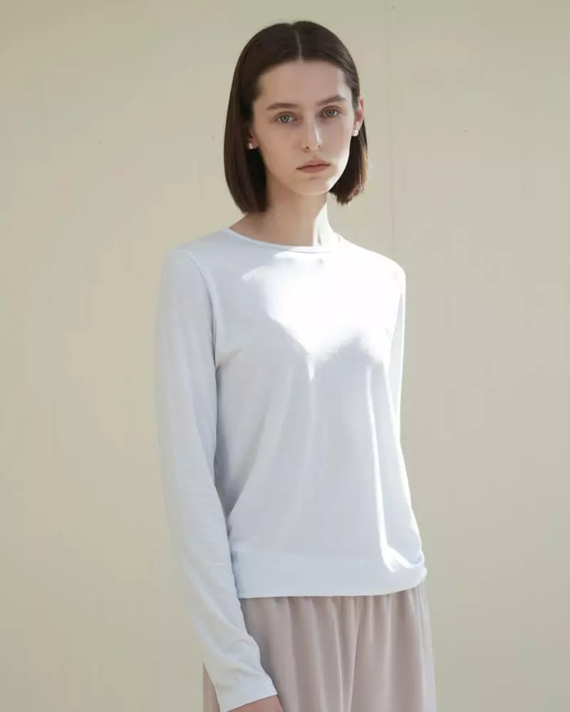 Floaty - Korean Women Fashion - #momslook - Tencel Cotton Round Tee - 4