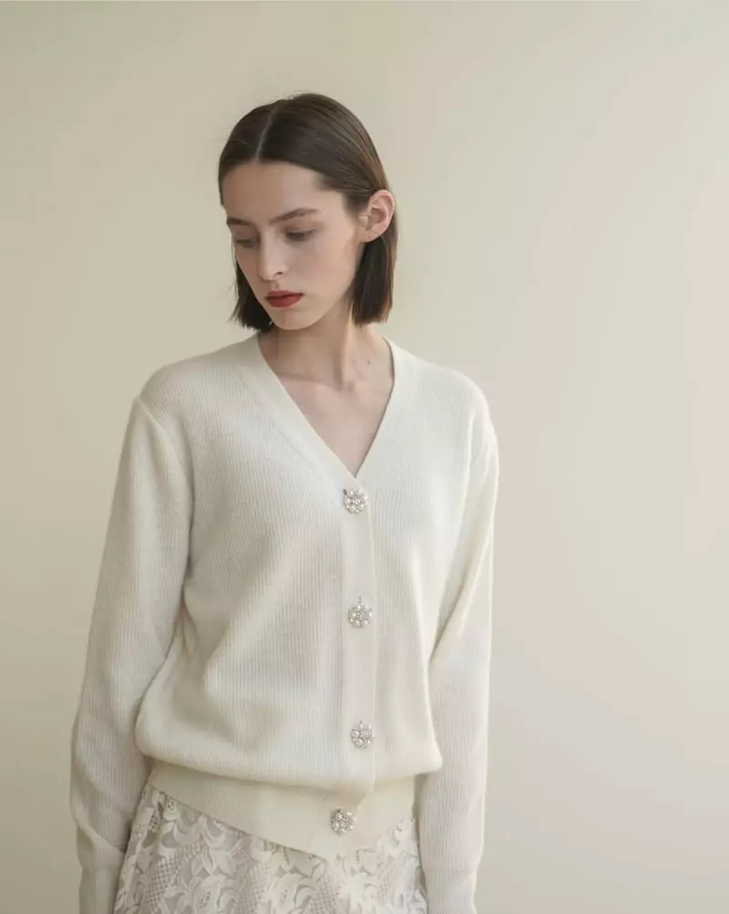 Floaty - Korean Women Fashion - #womensfashion - Flower Button Knit Cardigan - 11