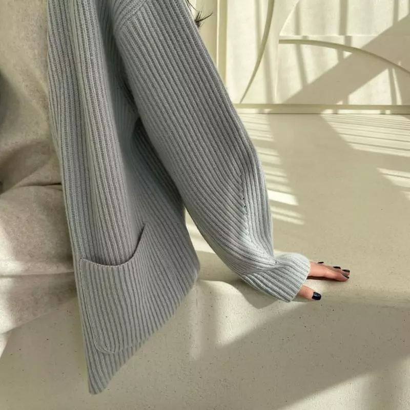 Floaty - Korean Women Fashion - #womensfashion - Poby No Collar Zip-Up Knit Cardigan - 10