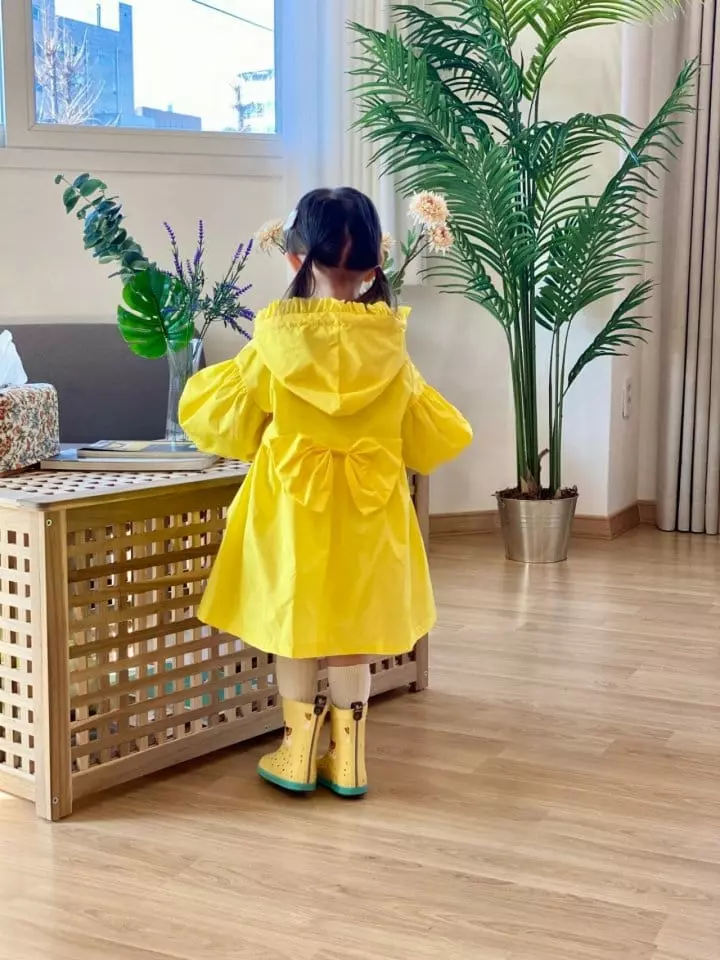 Flower J - Korean Children Fashion - #littlefashionista - Big Ribbon Raincoat - 2