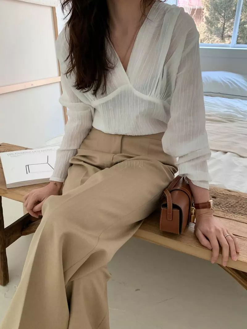 Fre - Korean Women Fashion - #womensfashion - V Shirring Blouse - 2