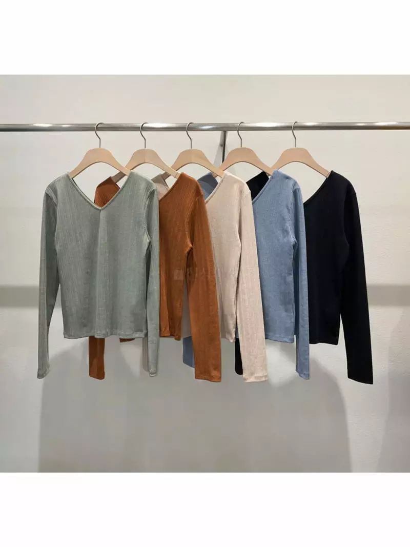 Fre - Korean Women Fashion - #momslook - V Rip Tee - 4