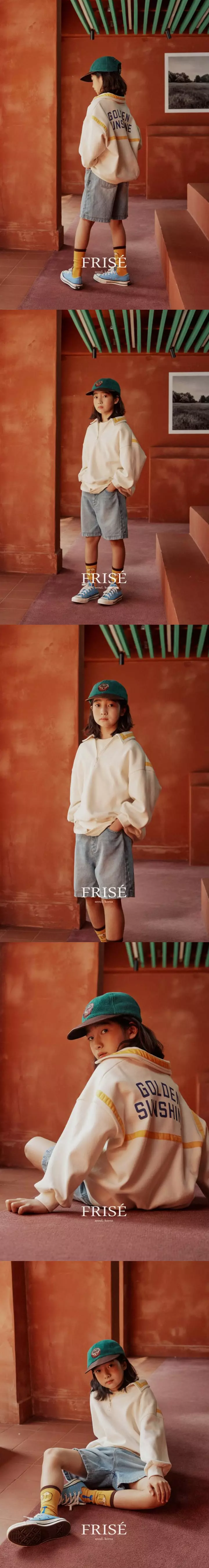 Frise - Korean Children Fashion - #discoveringself - Gold Half Open Sweatshirt with mom - 3