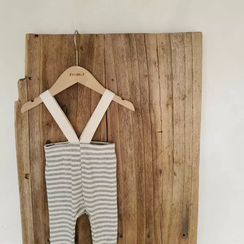 From J - Korean Baby Fashion - #babyboutique - Stripes Dungarees Leggings - 7