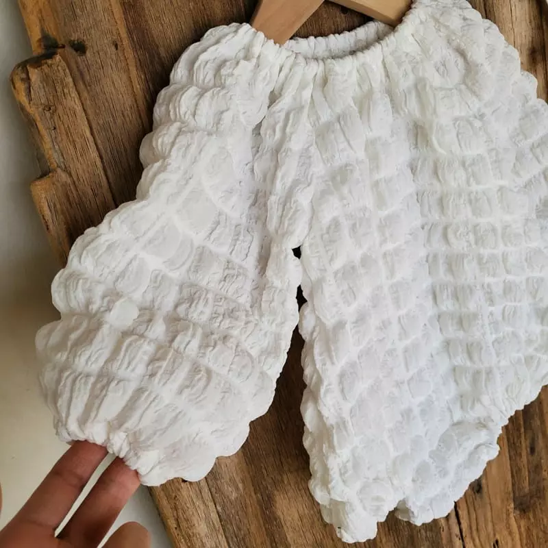 From J - Korean Baby Fashion - #babyfashion - Waffle Bodysuit with Bonnet - 5