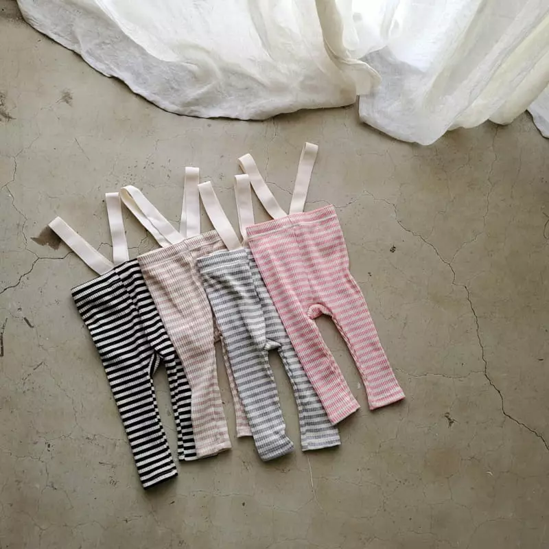 From J - Korean Baby Fashion - #babyfashion - Stripes Dungarees Leggings - 10