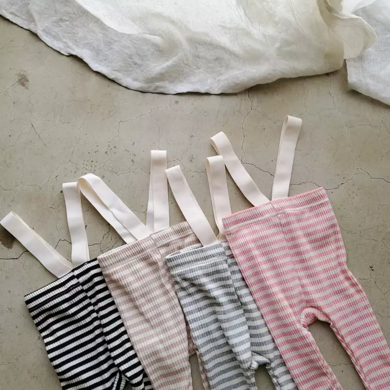 From J - Korean Baby Fashion - #babyfever - Stripes Dungarees Leggings - 11