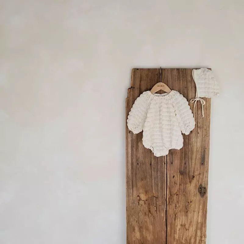 From J - Korean Baby Fashion - #babygirlfashion - Waffle Bodysuit with Bonnet - 7
