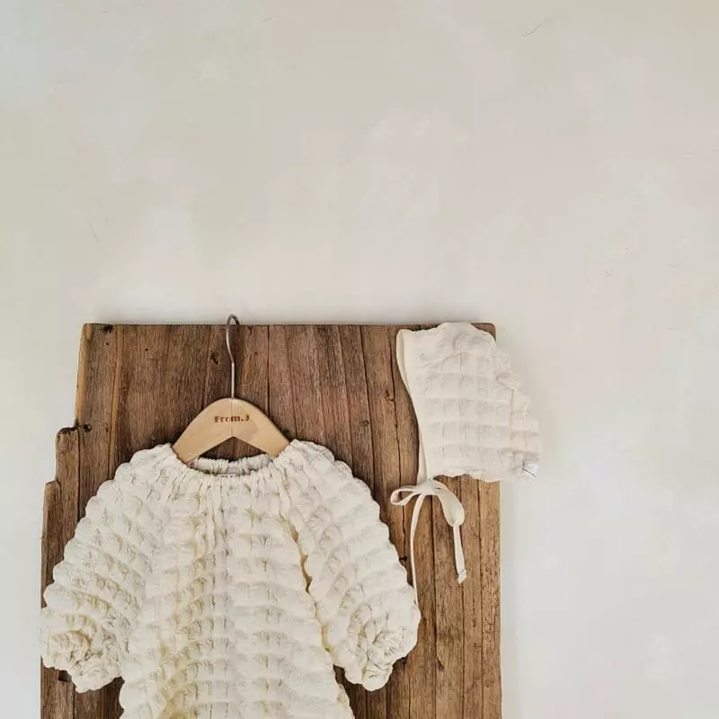 From J - Korean Baby Fashion - #babylifestyle - Waffle Bodysuit with Bonnet - 8