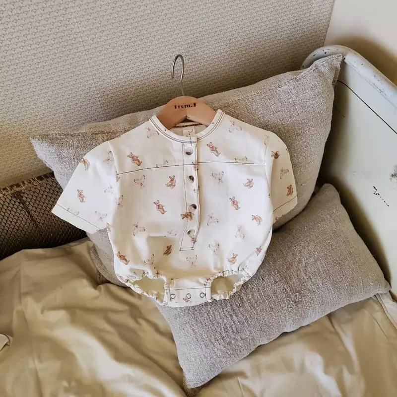 From J - Korean Baby Fashion - #babyoninstagram - Teddy Bear Bodysuit - 12