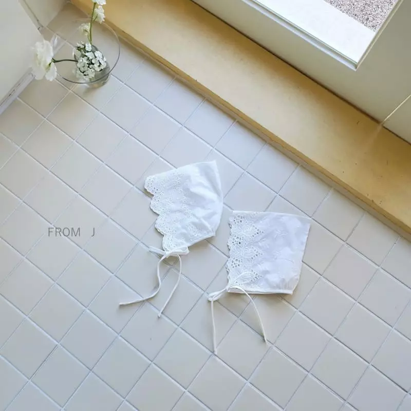 From J - Korean Baby Fashion - #babyootd - Cotton Lace Bonnet - 6