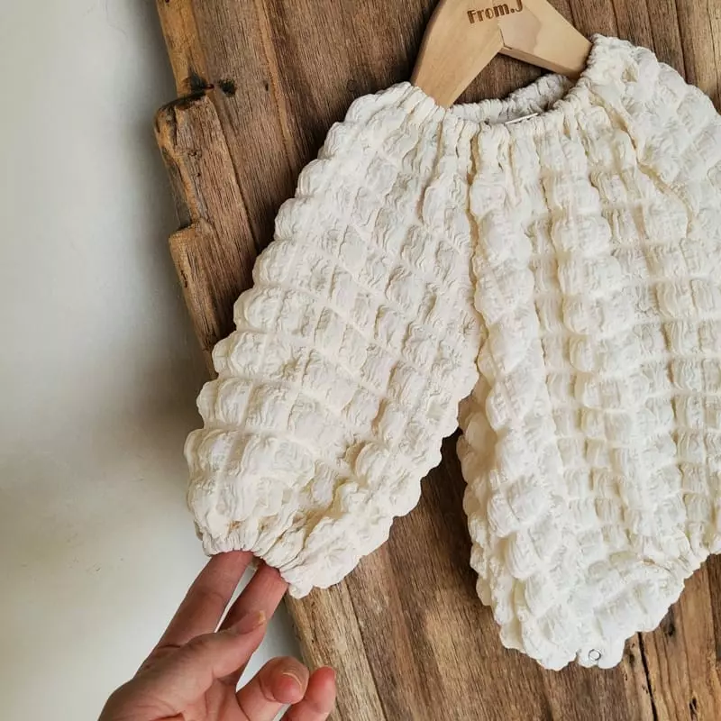 From J - Korean Baby Fashion - #babyoutfit - Waffle Bodysuit with Bonnet - 11