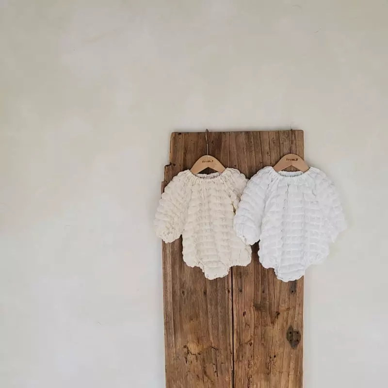 From J - Korean Baby Fashion - #babyoutfit - Waffle Bodysuit with Bonnet - 12