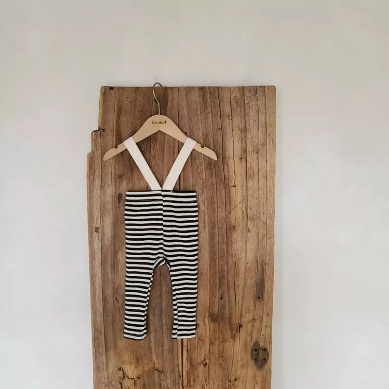 From J - Korean Baby Fashion - #babyoutfit - Stripes Dungarees Leggings