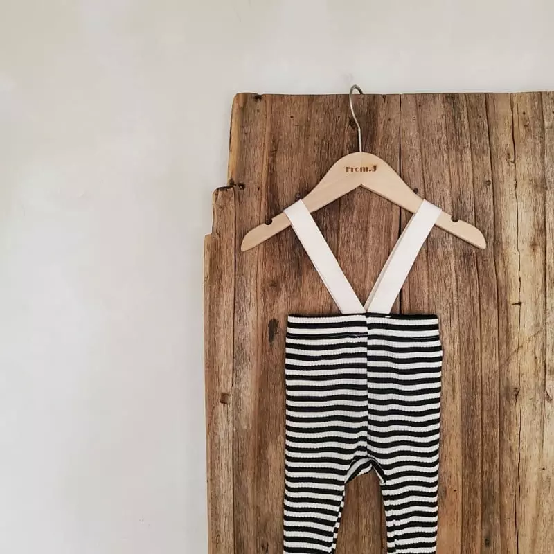 From J - Korean Baby Fashion - #babyoutfit - Stripes Dungarees Leggings - 2
