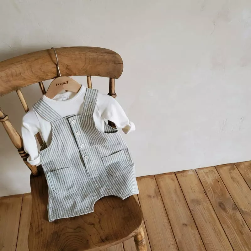 From J - Korean Baby Fashion - #onlinebabyboutique - Mono Dungarees Bodysuit - 5